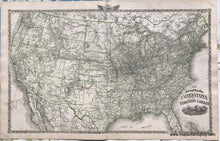 Load image into Gallery viewer, Antique-Hand-Colored-Map-Sheet-with-three-maps:-centerfold--New-Railroad-Map-of-the-United-States-and-Dominion-of-Canada;-versos:-St-Louis-/-Maps-Showing-Amount-of-Products-Raised-in-Proportion-to-Population-and-Acres-of-Improved-Land-in-1870-1876-Warner-&amp;-Beers-/-Union-Atlas-Co.--1800s-19th-century-Maps-of-Antiquity
