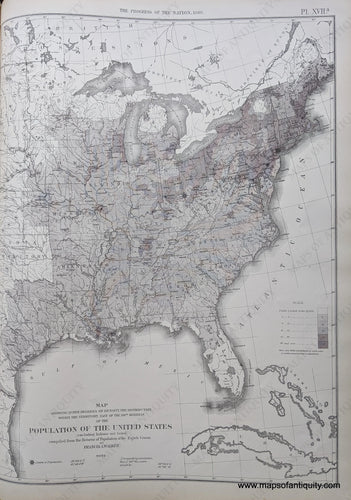 Genuine-Antique-Map-The-Progress-of-the-Nation---1860-United-States--1874-Walker-/-Bien-Maps-Of-Antiquity-1800s-19th-century
