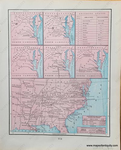 Genuine-Antique-Map-United-States-1860-1865-1903-Cram-Maps-Of-Antiquity