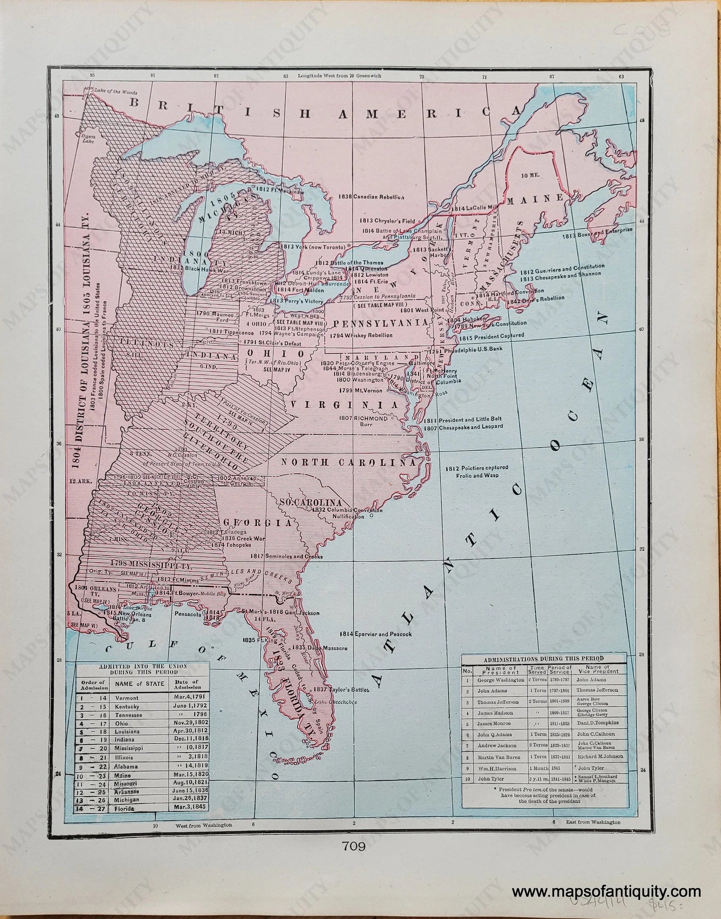 Genuine-Antique-Map-United-States-from-Independence-to-1845-1903-Cram-Maps-Of-Antiquity