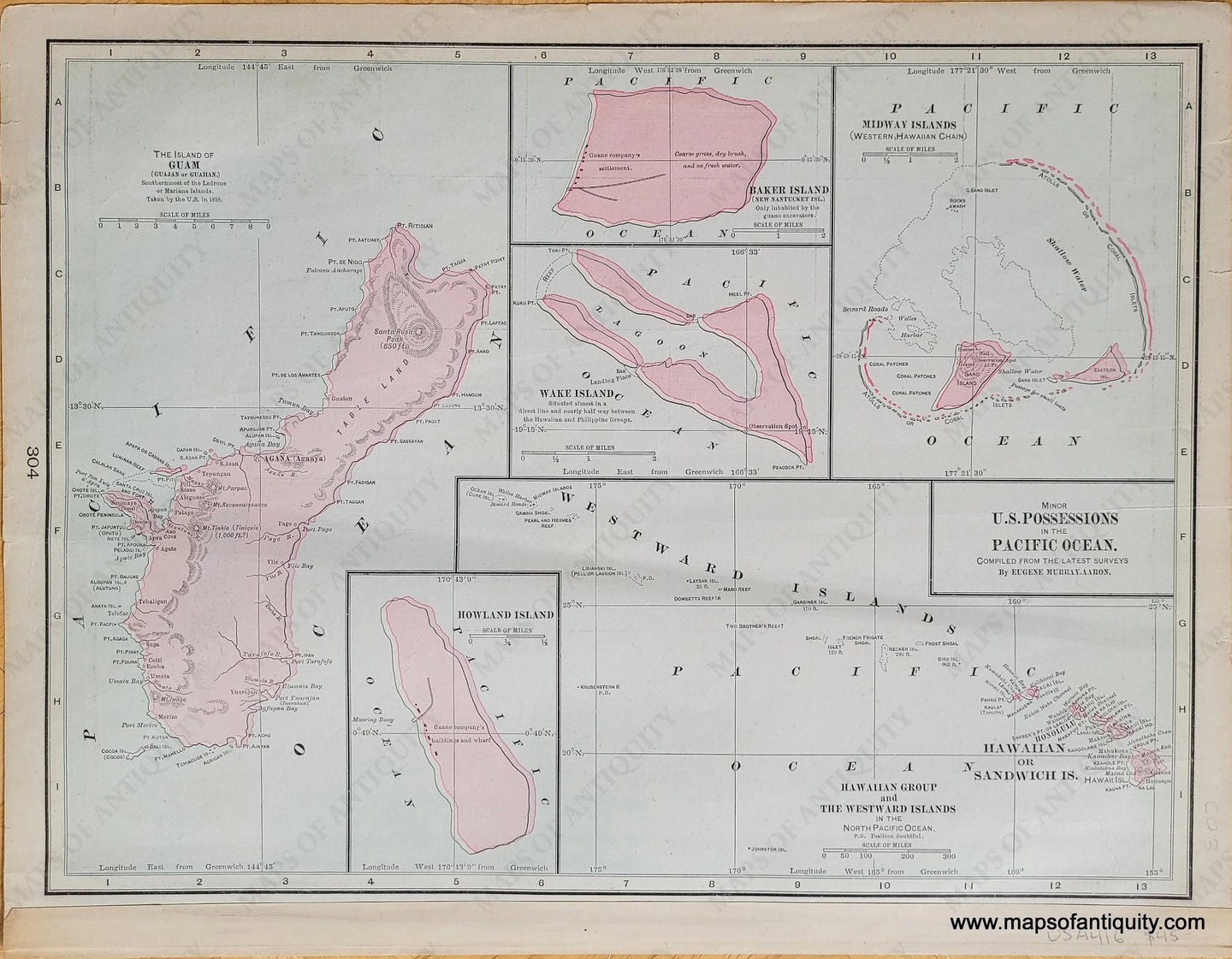 Genuine-Antique-Map-Minor-U-S-Possessions-in-the-Pacific-Ocean-Verso-Samoa-1903-Cram-Maps-Of-Antiquity