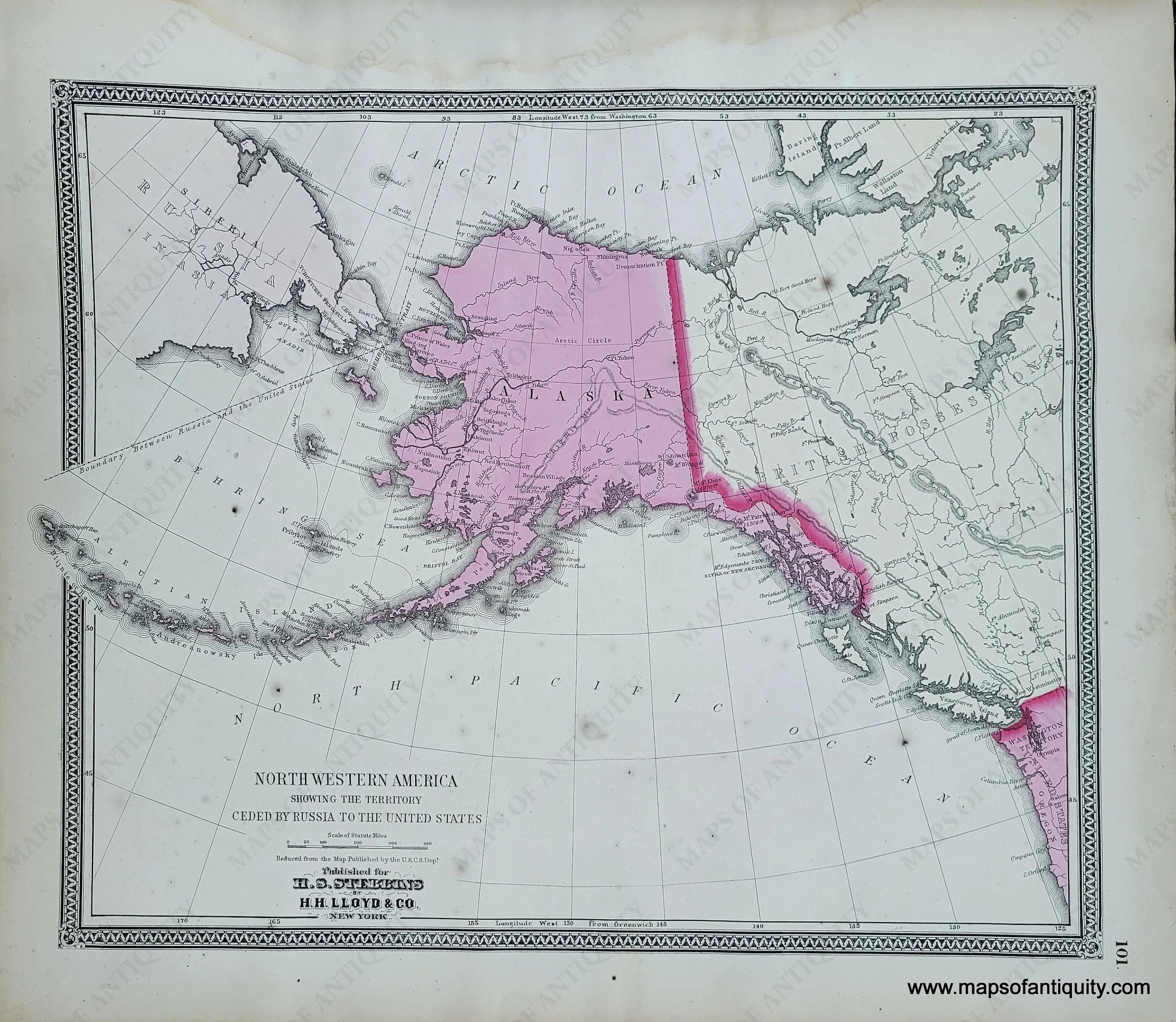 1868 - Northwestern America showing the Territory Ceded by Russia to t ...