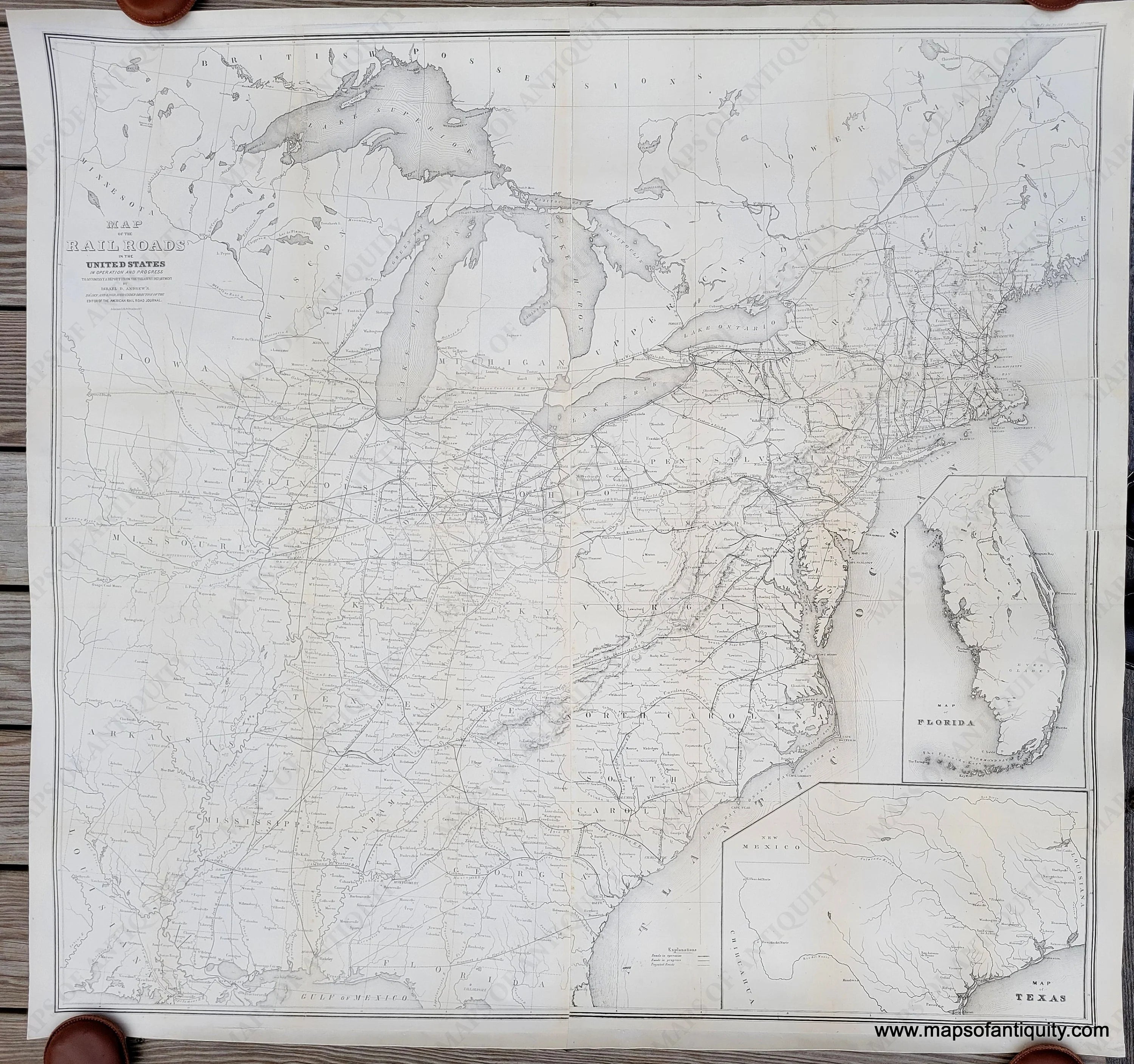 1853 Genuine Antique Map Map of - USA439 Genuine Antique Map Map Of The Railroads In The United States In Operation And Progress 1853 Israel D Andrews Maps Of Antiquity.webp