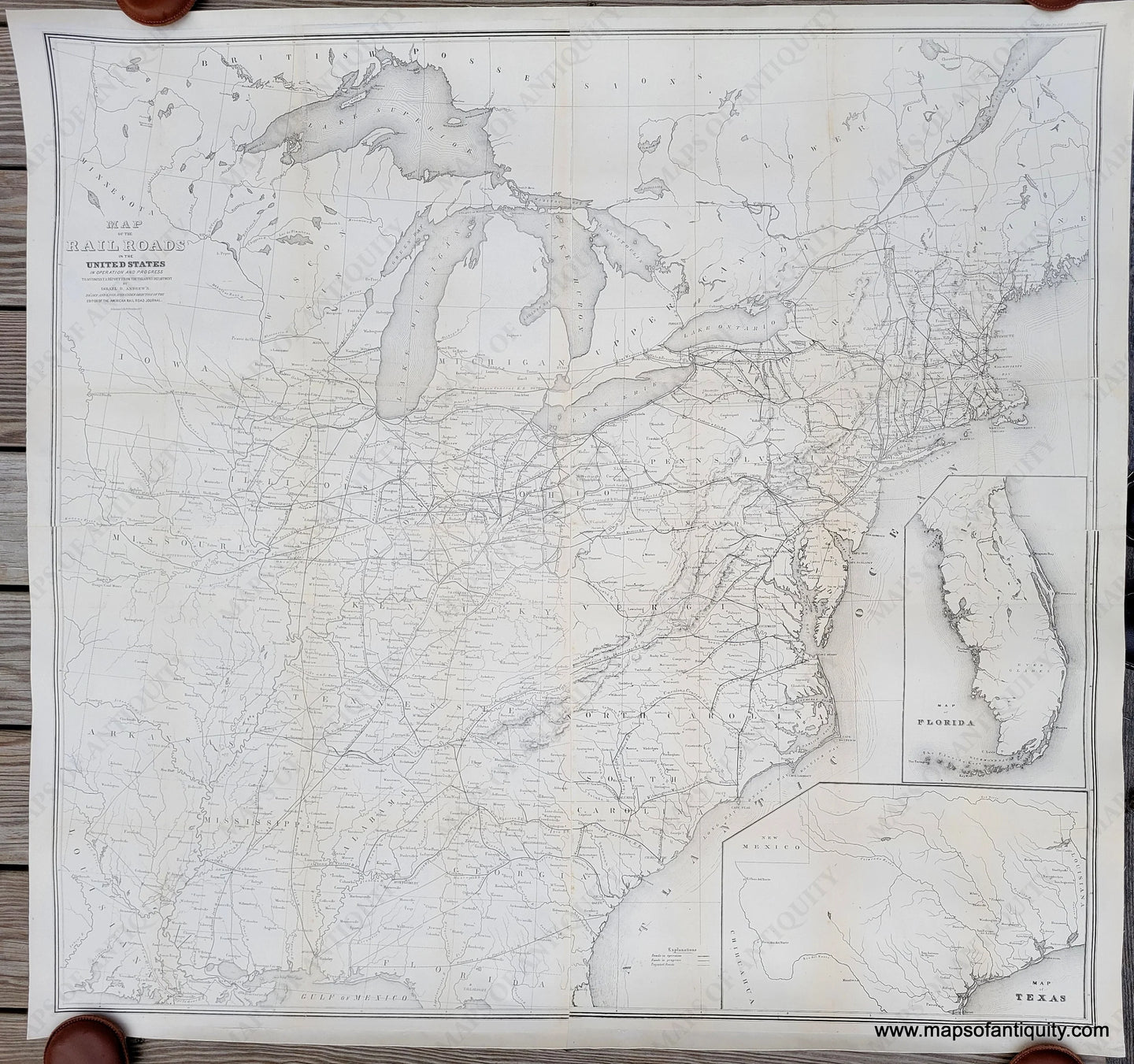 Springport 1853 Map 1853 Genuine Antique Map Map of the Railroads in the United States in ...