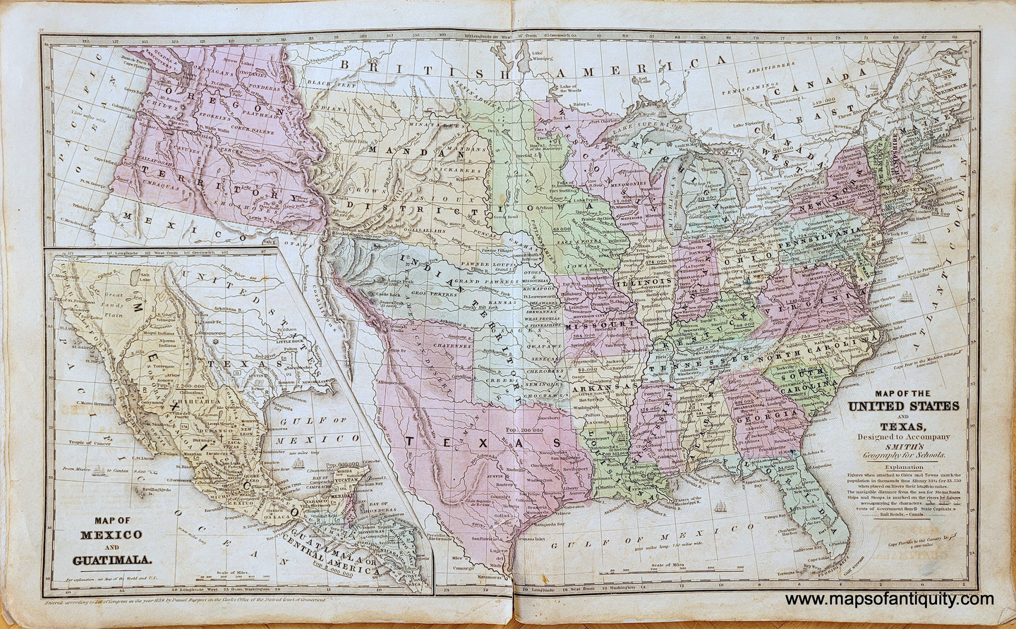 Genuine-Antique-Map-Map-of-the-United-States-and-Texas-1839-Smith-Paine-Burgess-Maps-Of-Antiquity