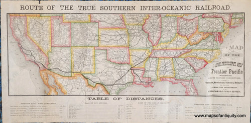 Genuine-Antique-Map-Lower-Mississippi-Gulf-and-Frontier-Pacific-Railroad-Galveston-New-Orleans-Vicksburg-and-Memphis-via-El-Paso-Territories-California-Coast-Cities-1882-Rand-McNally-Co--Maps-Of-Antiquity