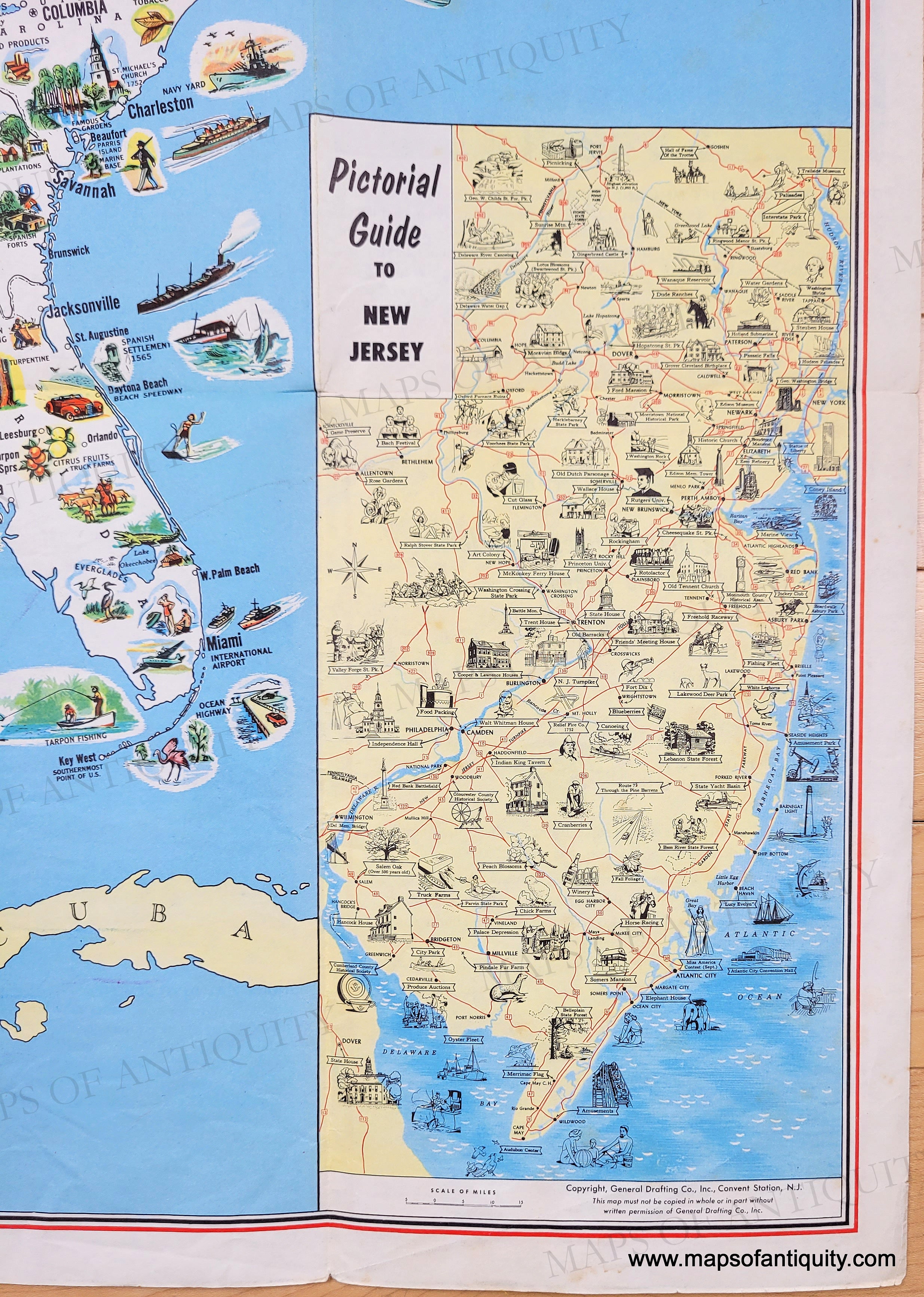 1955 - A Pictorial Map of the United States of America Showing Princip ...