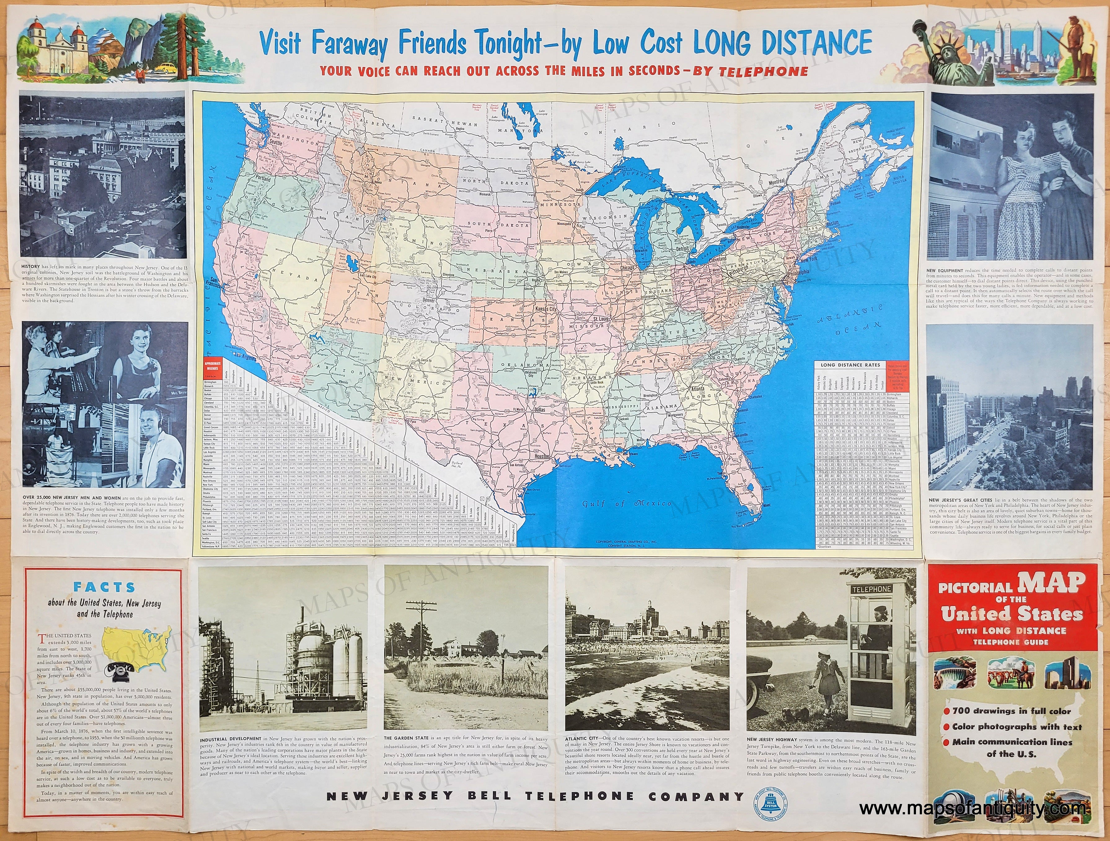 1955 - A Pictorial Map of the United States of America Showing Princip ...