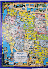 Load image into Gallery viewer, 1945 circa - America the Wonderland Jig Saw Puzzle Map of the United States - Genuine Vintage Map Puzzle
