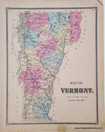 Antique-Map-of-Vermont-Beers-Ellis-Soule-1869-1860s-1800s-19th-century-maps-of-antiquity