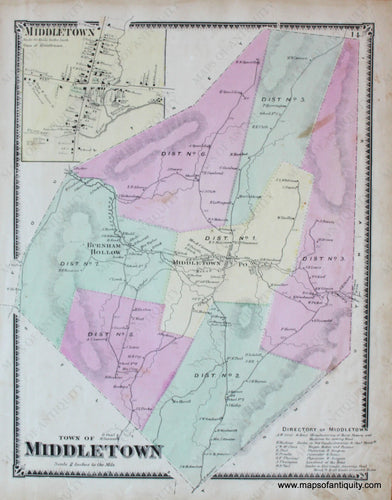 Antique-Hand-Colored-Map-Middletown-VT---Vermont-United-States-Northeast-1869-Beers-Maps-Of-Antiquity