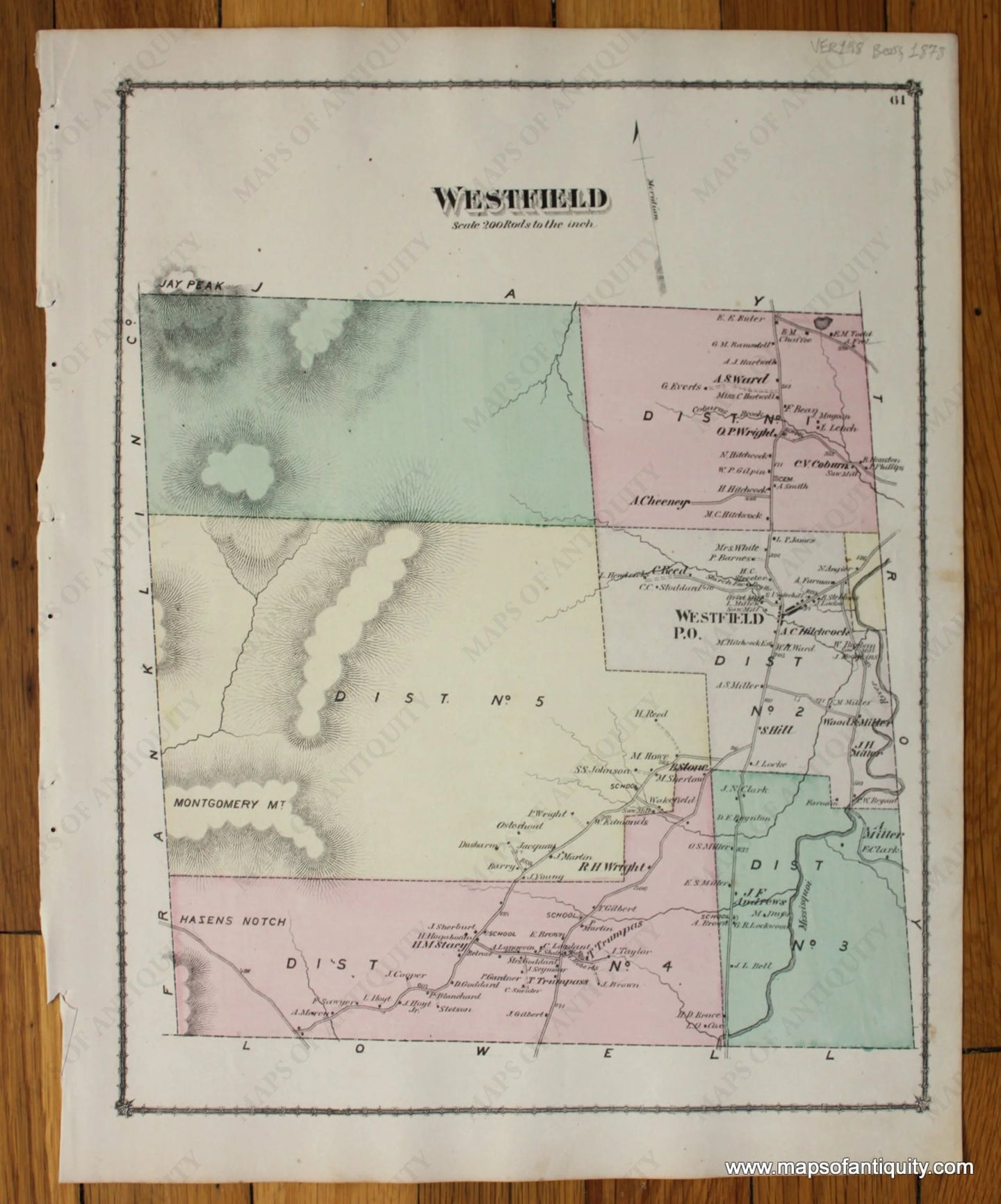 Antique-Hand-Colored-Map-Westfield-Verso:-Coventry-and-Coventry-Falls-(VT)-*****UNAVAILABLE*****-United-States-Northeast-1878-Beers-Maps-Of-Antiquity