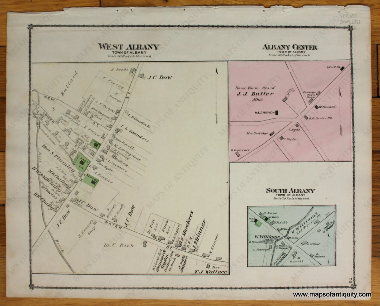 Antique-Hand-Colored-Map-West-Albany-Albany-Center-and-South-Albany-(VT)-United-States-Northeast-1878-Beers-Maps-Of-Antiquity