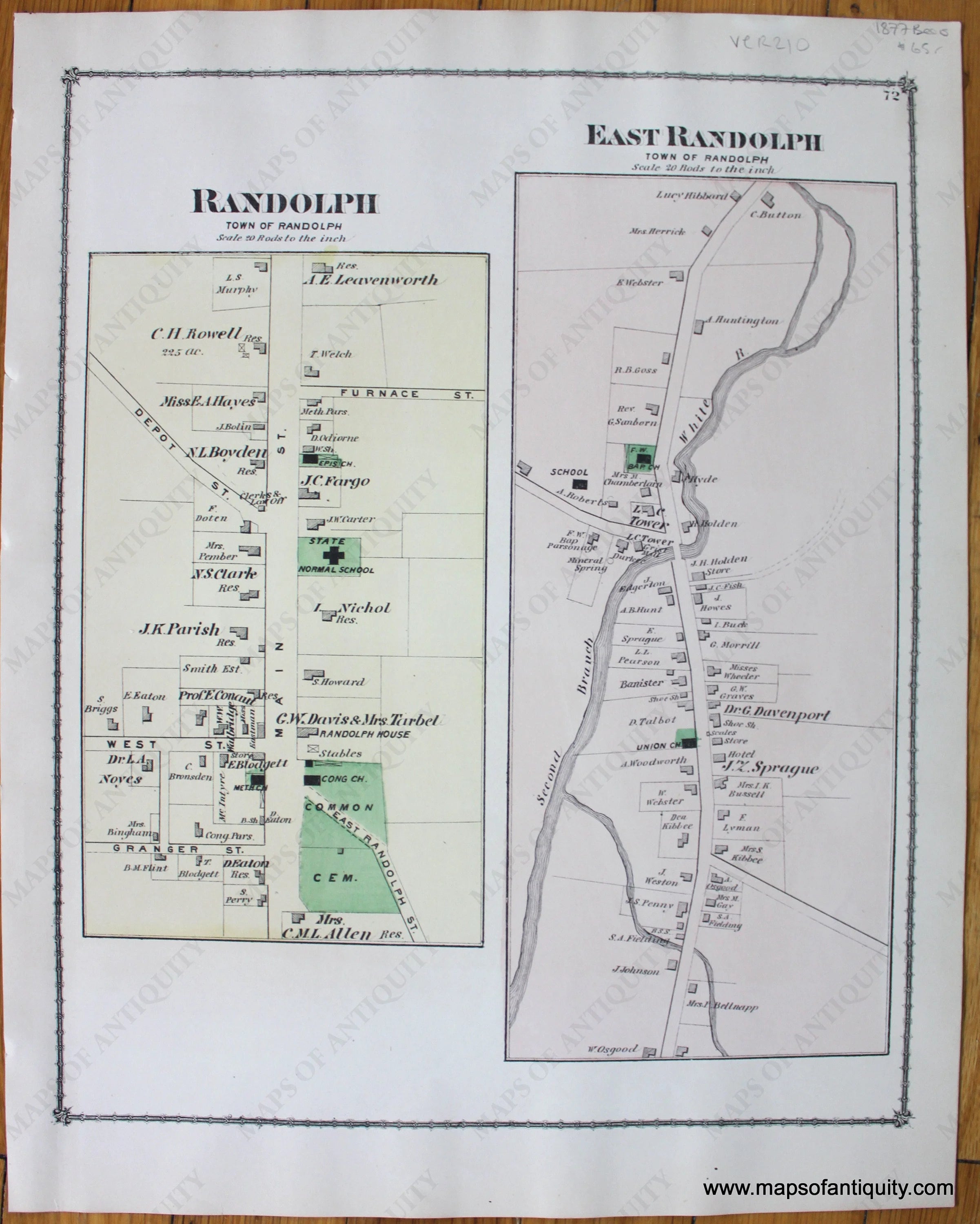 1877 - Randolph, East Randolph (VT) - Antique Map – Maps of Antiquity
