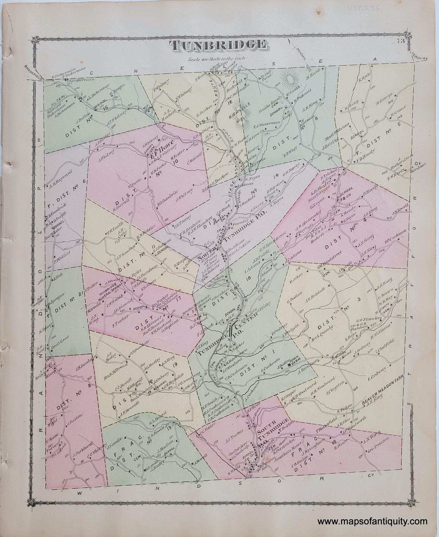 1877 - Tunbridge (VT) - Antique Map