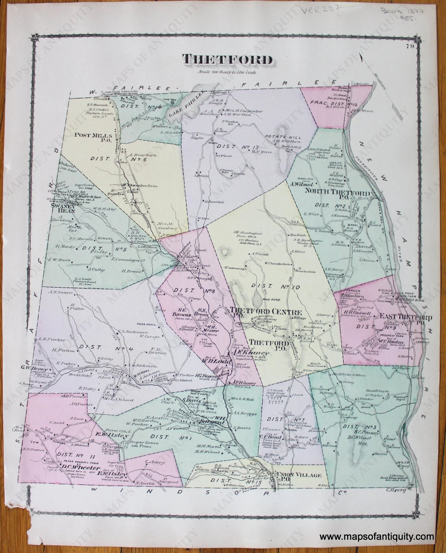 Thetford-1877-Beers-Antique-Map-Vermont-Orange-County-1870s-1800s-19th-century-Maps-of-Antiquity