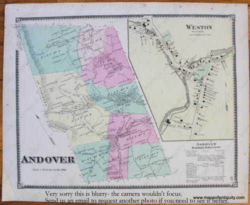 Antique-Map-Vermont-VT-Windsor-County-Town-Andover-Weston-Beers-1869-1860s-1800s-19th-Century-Maps-of-Antiquity