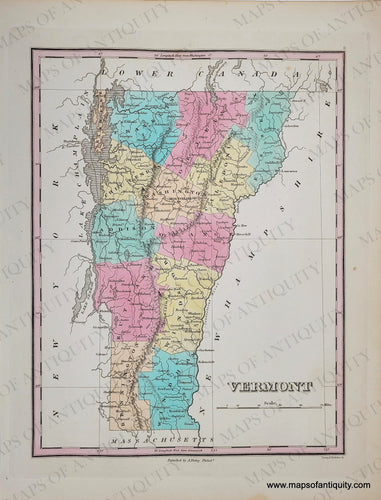 Antique-Hand-Colored-Map-Vermont.-United-States-Northeast-1829-Anthony-Finley-Maps-Of-Antiquity