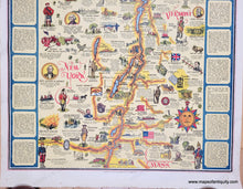 Load image into Gallery viewer, Original old map in a vibrant pictorial style with bright colors of blue, orange, green, red, yellow. Genuine-Vintage-Map-A-Romance-Map-of-the-Northern-Gateway-1934-Hall-Nisita-The-Holling-Press-Maps-Of-Antiquity
