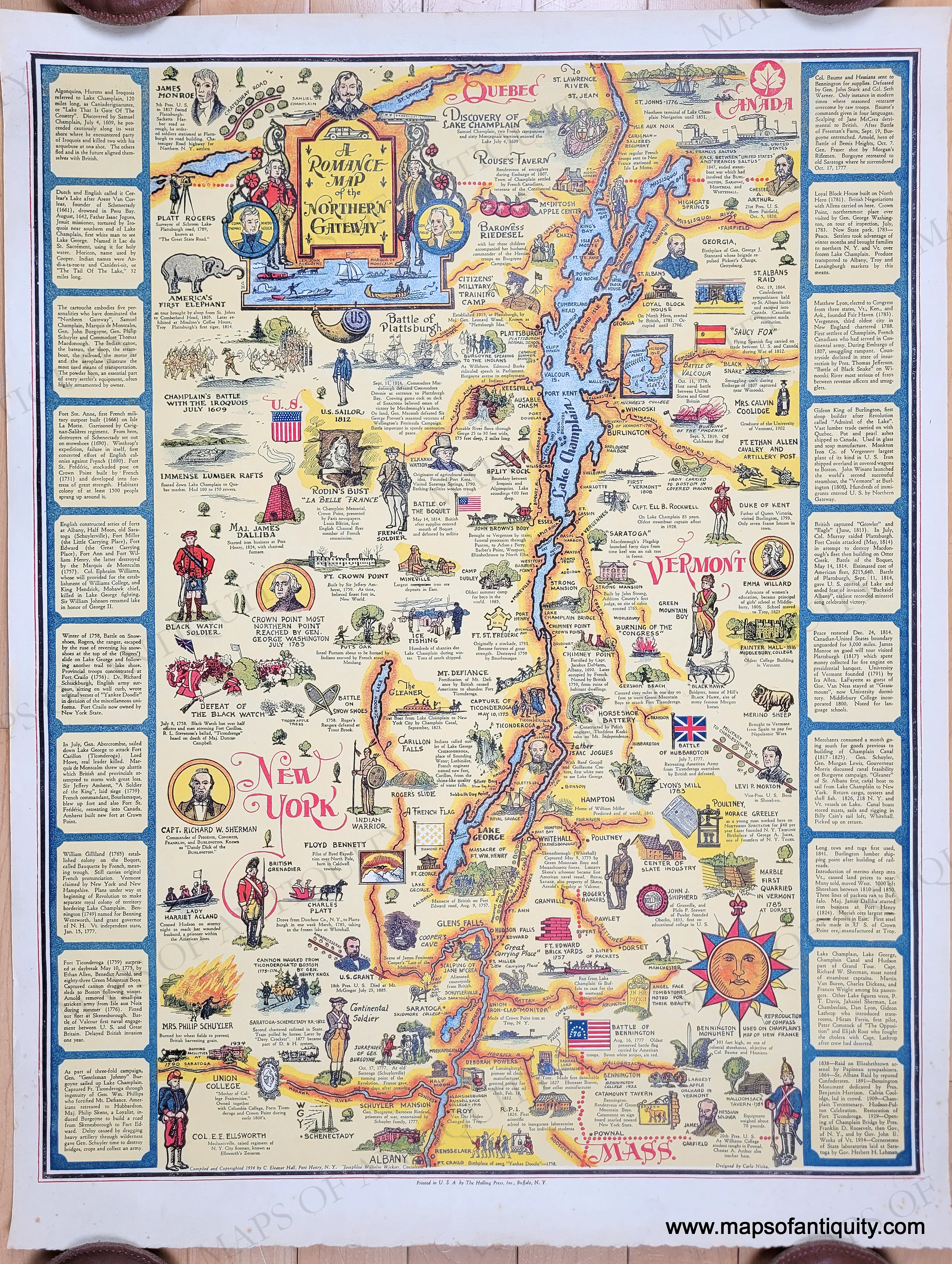 1934 - A Romance Map of the Northern Gateway - Genuine Vintage Map ...