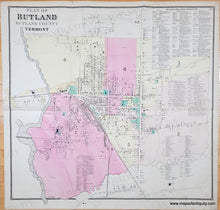 Load image into Gallery viewer, Genuine-Antique-Map-Plan-of-Rutland-Rutland-County-Vermont-1869-Beers-Maps-Of-Antiquity
