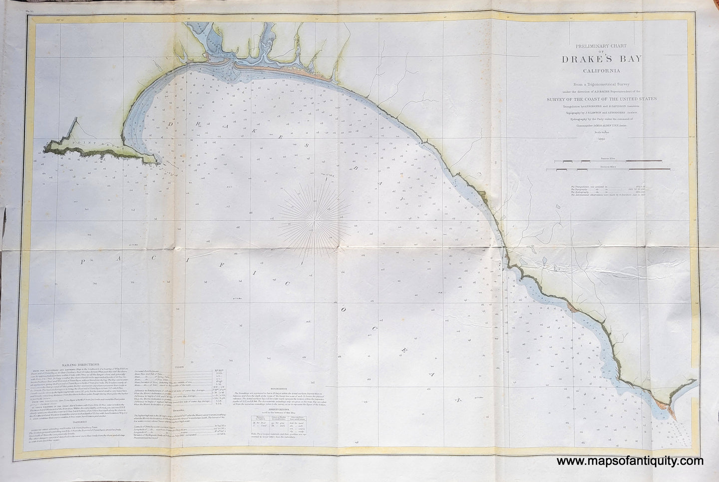 Antique--Nautical-Chart-Preliminary-Chart-of-Drake's-Bay-California-United-States-West-1860-U.S.-Coast-Survey-Maps-Of-Antiquity