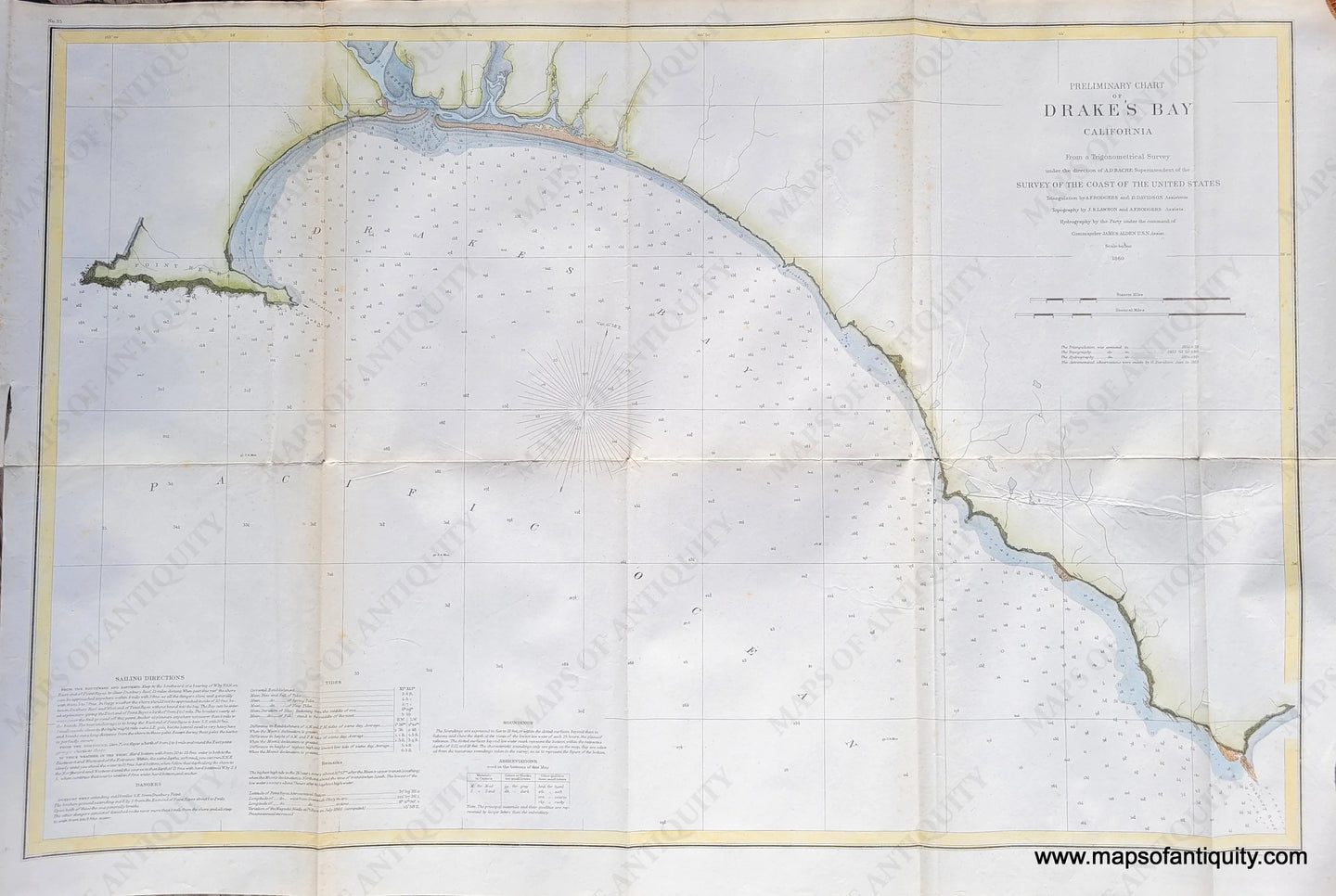 Antique--Nautical-Chart-Preliminary-Chart-of-Drake's-Bay-California-United-States-West-1860-U.S.-Coast-Survey-Maps-Of-Antiquity