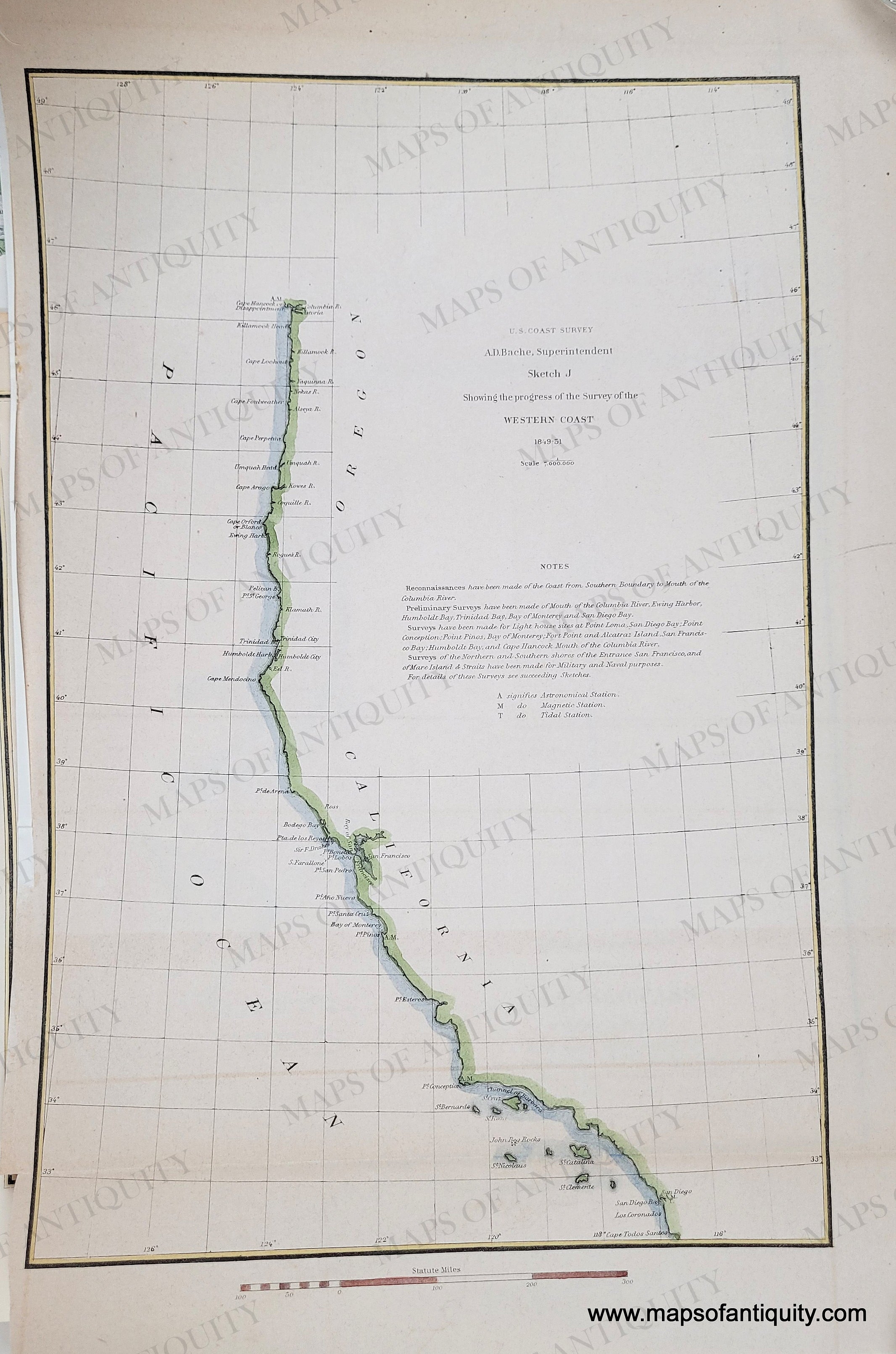 1851 - Sketch J, Showing the progress of the Survey of the Western Coa ...