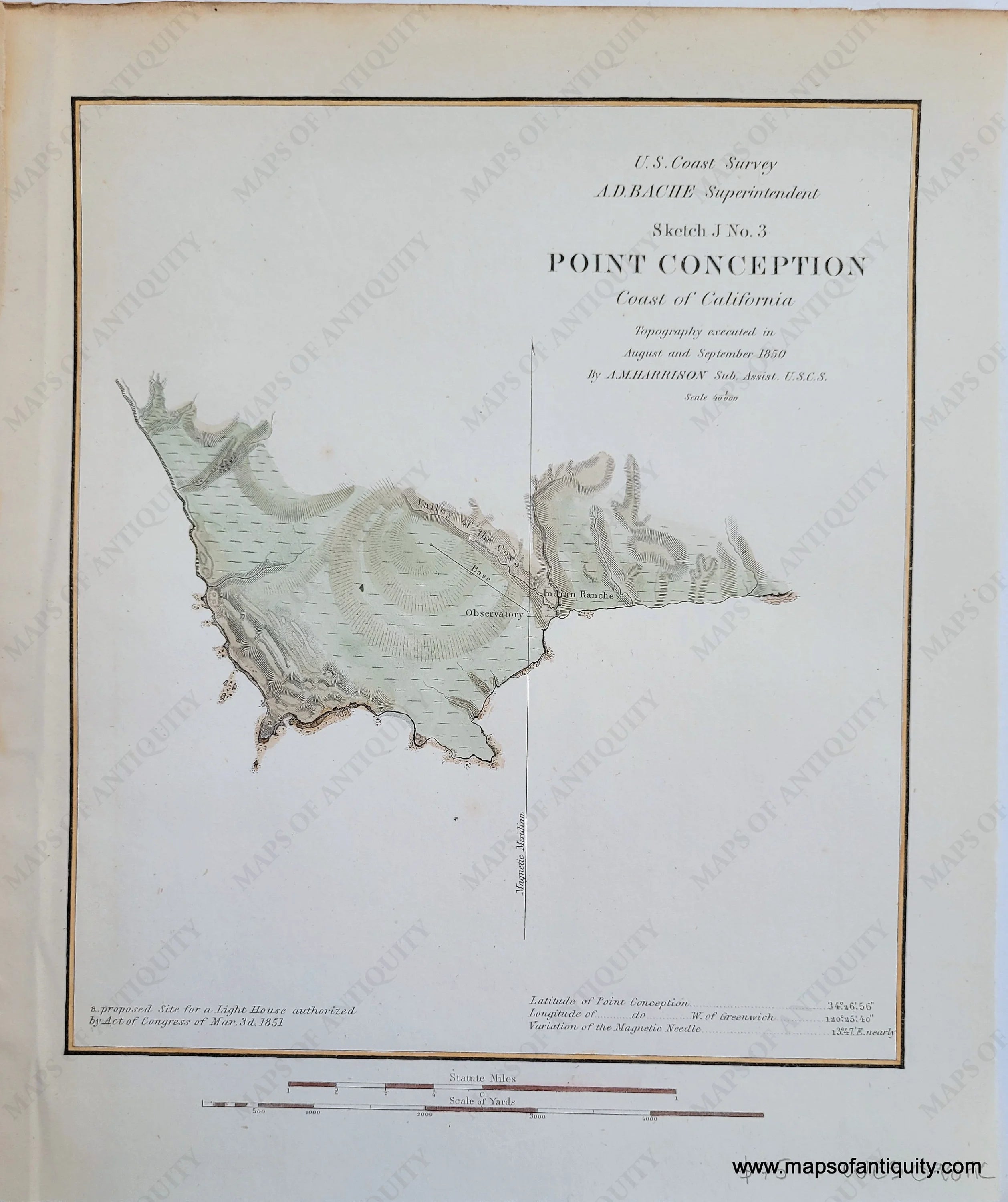 1851 - Sketch J, No. 3, Point Conception, Coast of California - Antiqu ...