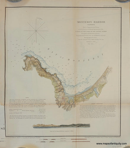 Antique-Hand-Colored-Coastal-Chart-Monterey-Harbor**********-California-Antique-Nautical-Charts-1852-U.S.-Coast-Survey-Maps-Of-Antiquity