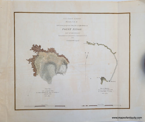 Antique-Map-Point-Pinos-California-Monterey-Bay-Coast-Chart-Coastal-Survey-Maps-of-Antiquity