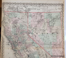 Load image into Gallery viewer, 1886 - Colton’s California And Nevada Antique Map Genuine Hand-Colored
