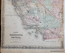 Load image into Gallery viewer, 1886 - Colton’s California And Nevada Antique Map Genuine Hand-Colored
