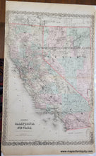 Load image into Gallery viewer, 1886 - Colton’s California And Nevada Antique Map Genuine Hand-Colored
