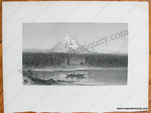 Antique-Black-and-White-Illustration-Print-Prints-Mount-Hood-Oregon-from-the-Columbia-River-Appleton-Maps-of-Antiquity