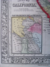 Load image into Gallery viewer, 1864 - County Map Of The State California Antique Genuine Hand-Colored
