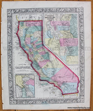 Load image into Gallery viewer, Antique-County-Map-of-the-State-of-California-Mitchell-1864-1860s-1800s-Mid-Late-19th-Century-Maps-of-Antiquity
