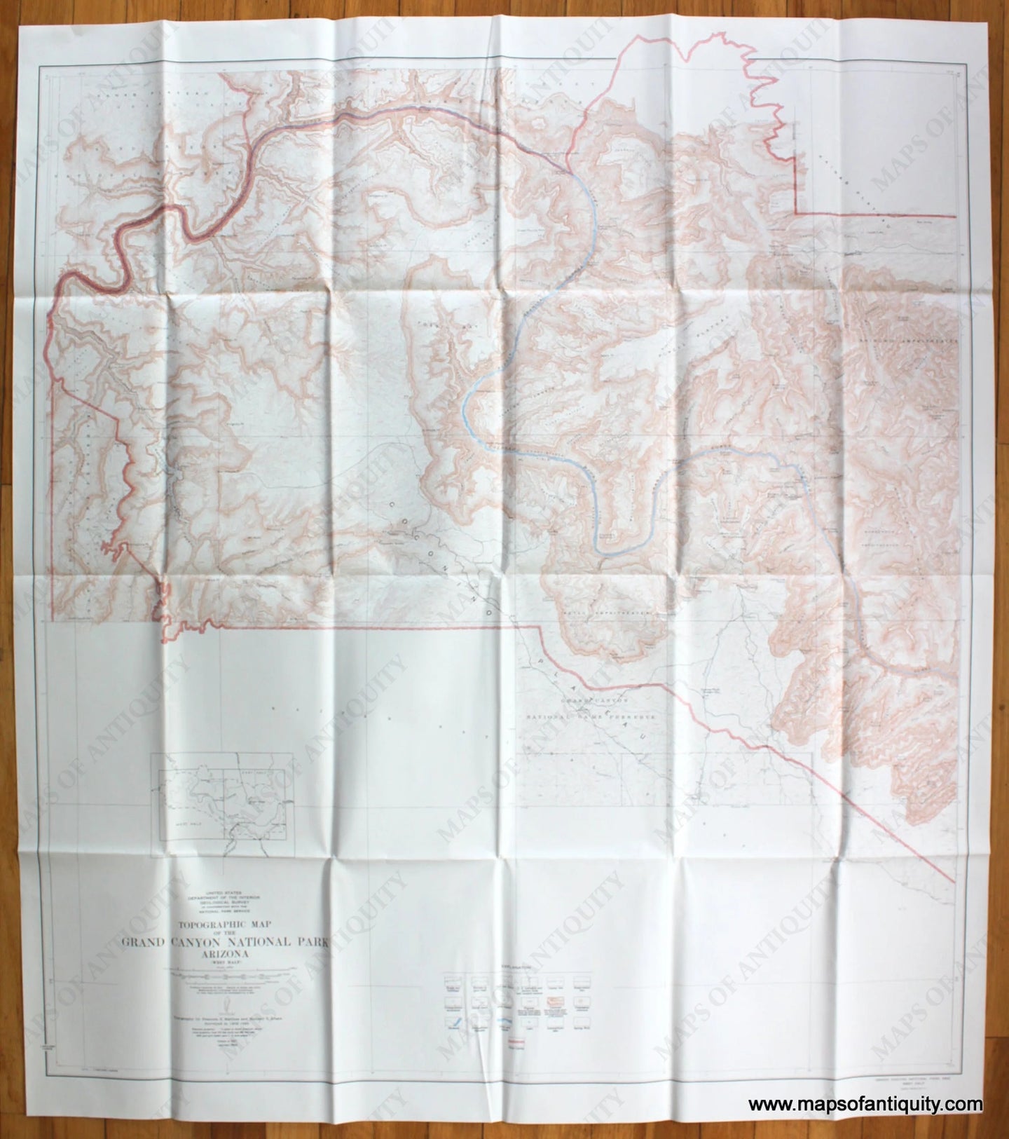 Antique-Printed-Color-Folding-Map-Topographic-Map-of-the-Grand-Canyon-National-Park-Arizona-United-States-West-1948-USGS-Maps-Of-Antiquity