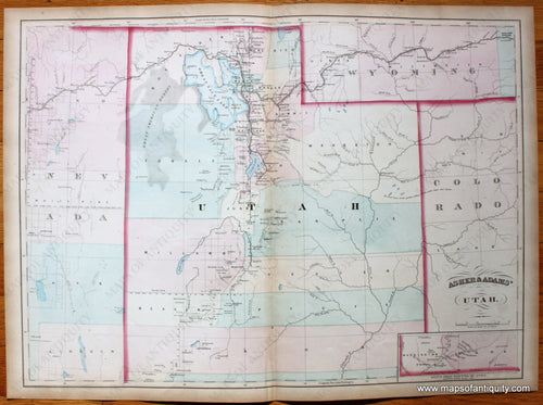 Antique-Map-Utah-Asher-&-Adams'-Adams-1873-1870s-1800s-Mid-Late-19th-Century-Maps-of-Antiquity