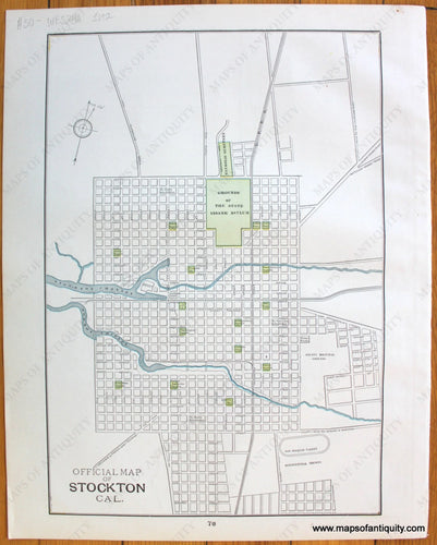 Antique-Map-Official-of-Stockton-Cal.-California-City-Cities-of-Home-Library-and-Supply-Association-Pacific-Coast-1892-1890s-1800s-Late-19th-Century-Maps-of-Antiquity-