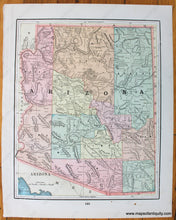 Load image into Gallery viewer, 1892 - Utah Verso: Arizona Antique Map Genuine Printed-Color
