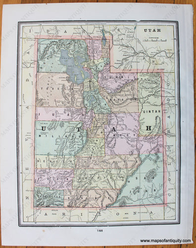 Antique-Map-State-United-States-U.S.-West-Utah-Arizona-Home-Library-and-Supply-Association-Pacific-Coast-1892-1890s-1800s-Late-19th-Century-Maps-of-Antiquity-