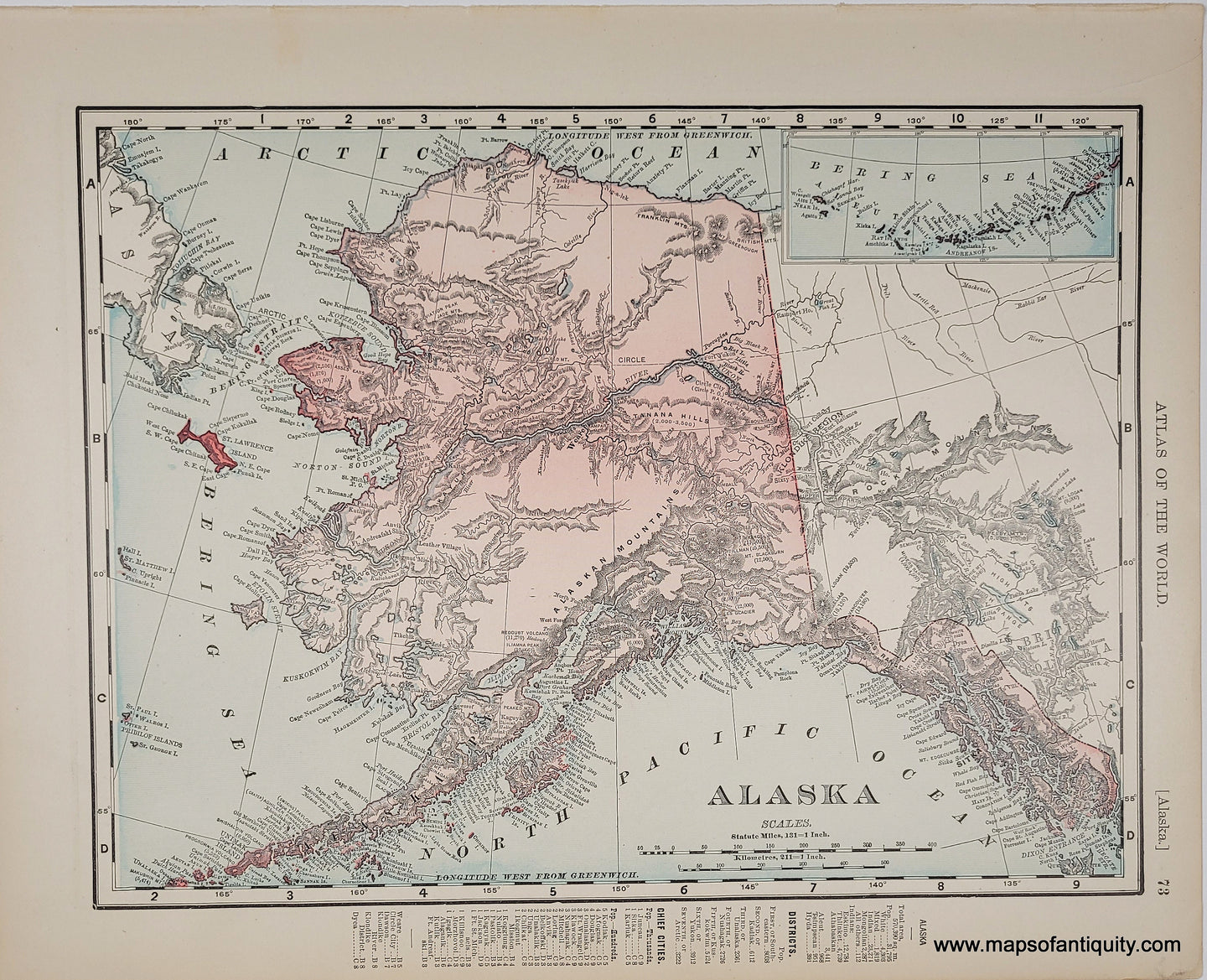 1898 - Map of Alaska, Verso: Canada - Antique Map