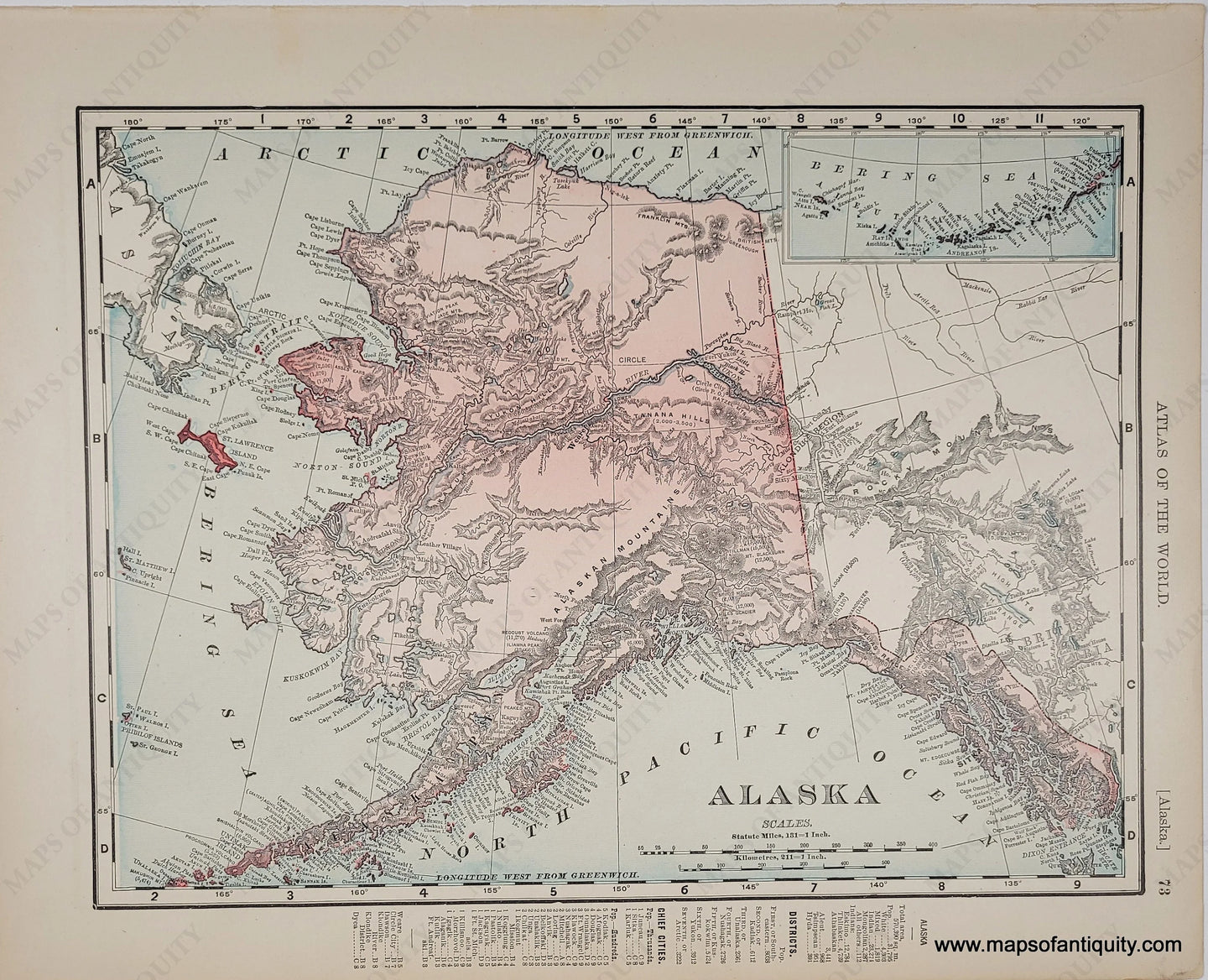 1898 - Map Of Alaska Verso: Canada Antique Genuine Printed-Color