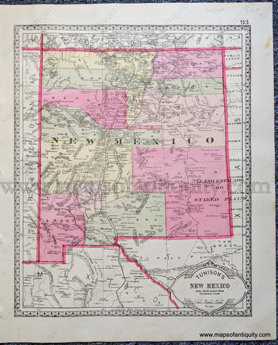 Antique-Map-Tunison's-New-Mexico;-verso:-Tunison's-Utah-Territory-and-Tunison's-Washington-Territory-United-States-West-1888-Tunison-Maps-Of-Antiquity-1800s-19th-century