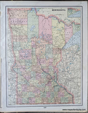 Load image into Gallery viewer, 1892 - North Dakota; Verso: Minnesota Antique Chart Genuine Printed-Color Comparative
