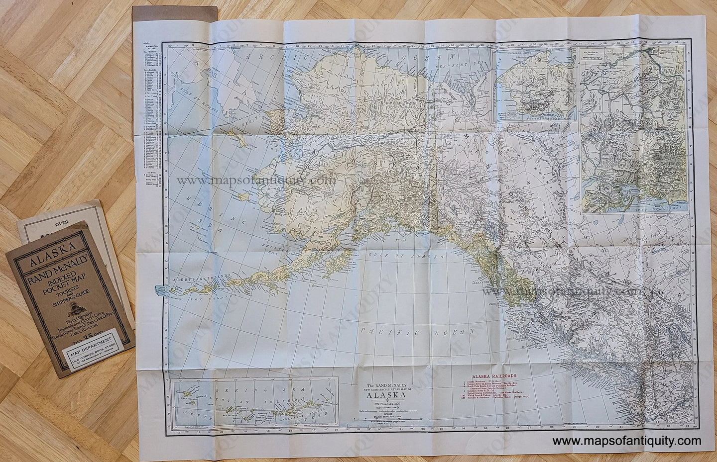 Genuine-Antique-Folding-Map-The-Rand-McNally-New-Commercial-Atlas-Map-of-Alaska-1920-Rand-McNally-Maps-Of-Antiquity