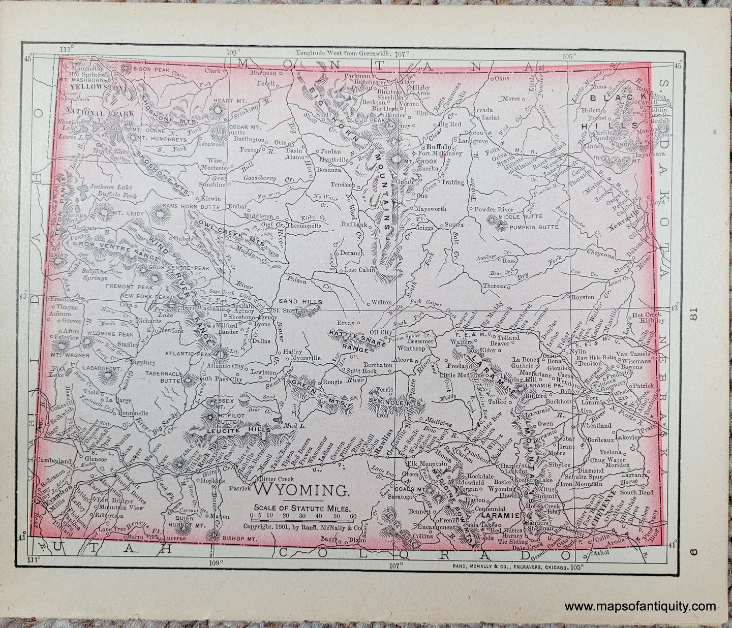 Genuine-Antique-Map-Wyoming-1900-Rand-McNally-Maps-Of-Antiquity