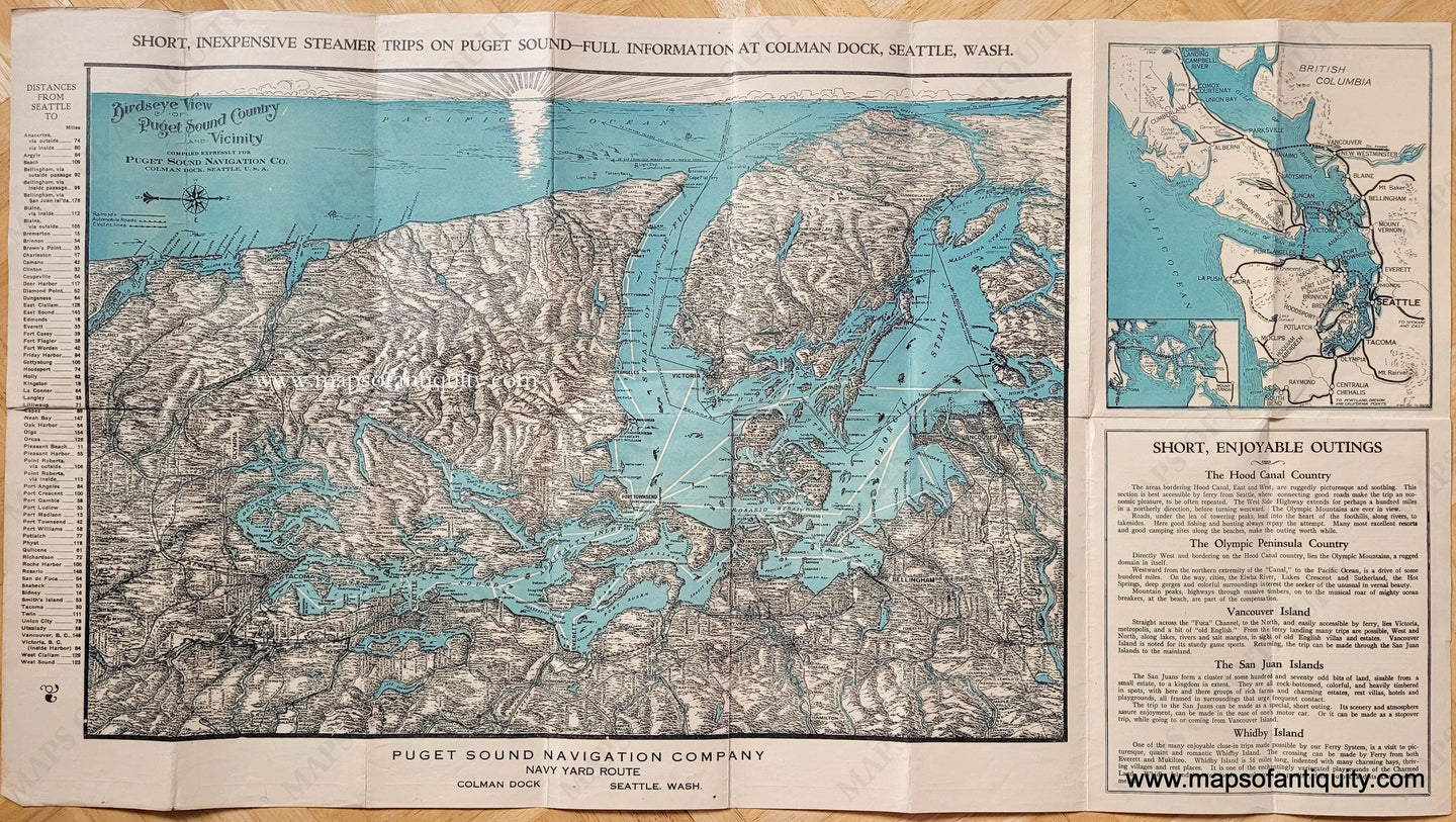 Antique-Printed-Color-Folding-Map-Birdseye-View-of-Puget-Sound-Country-and-Vicinity-1927-Puget-Sound-Navigation-Company-Maps-Of-Antiquity