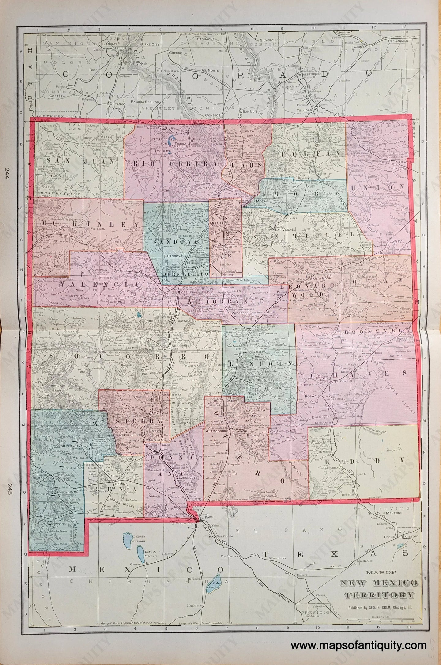 Genuine-Antique-Map-Map-of-New-Mexico-Territory-1903-Cram-Maps-Of-Antiquity